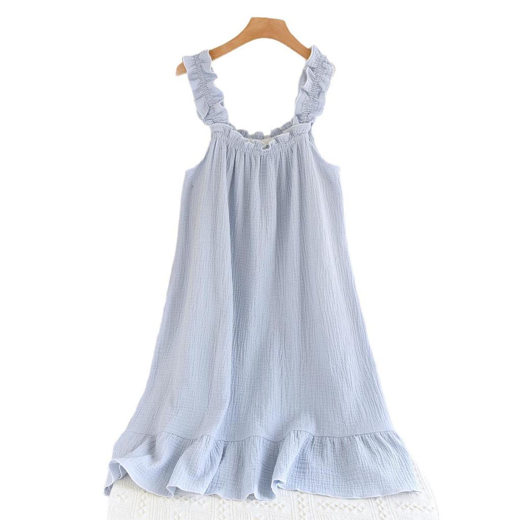 Summer Women's Cotton Spaghetti Strap Nightgown - Sweet, Loose, Mid-Length Dress