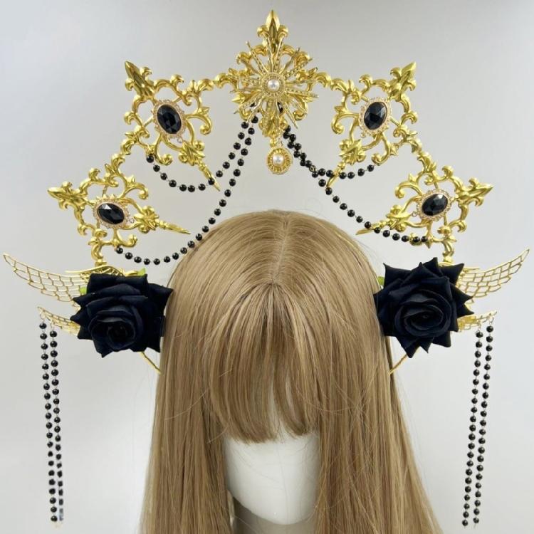 Heiligenscheine Kronen Marien Göttinnen Stirnband Göttinnen Kopfschmuck Kopfschmuck Tiaras Kronen Halloween Cosplay Hochzeitskostüm