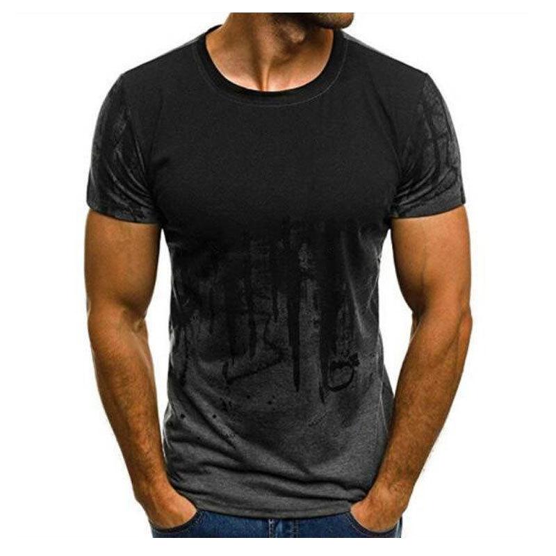 Summer Round Neck 3D Gradient Graphic Print Top Fashionable Casual Short Sleeved Men's T-shirts