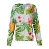 Women's Casual Long Sleeve Hawaiian Floral Print Single Button Scrub Cardigan Top for Uniform