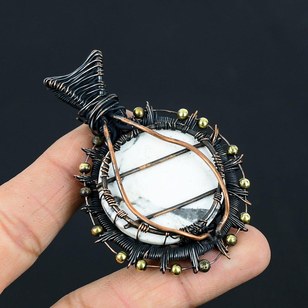 Tree Of Life Howlite Gemstone Handmade Pure Copper Wire Wrapped Pendant Jewelry For Memorial Day