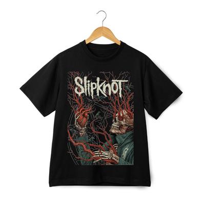 Slipknot Schädel Herz Grafik T-Shirt - Skelett Gothic Stil Streetwear Tee