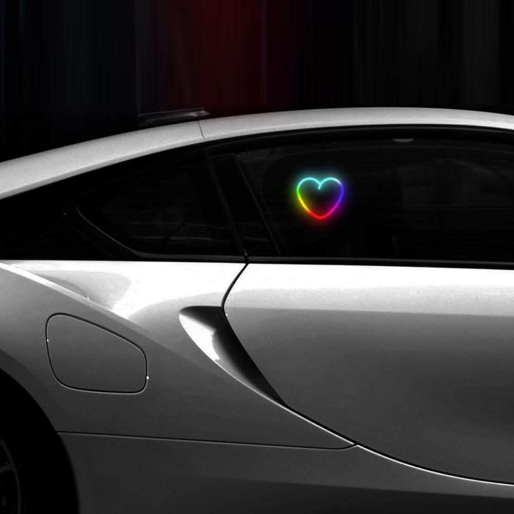 2026 Solar Powered Car Neon Light Striped Heart Lamp Led Ambient Light Wireless Suction Cup USB Rechargeable Led Atmosphere Lamp