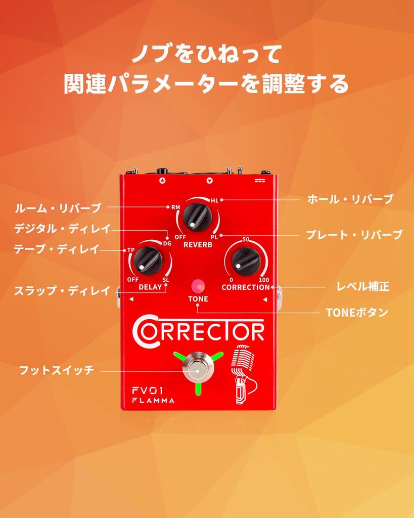 FLAMMA FV01 Vocal Pitch Correction Pedal Delay with Reverb Microphone Amplifier Stomp Box for Guitar