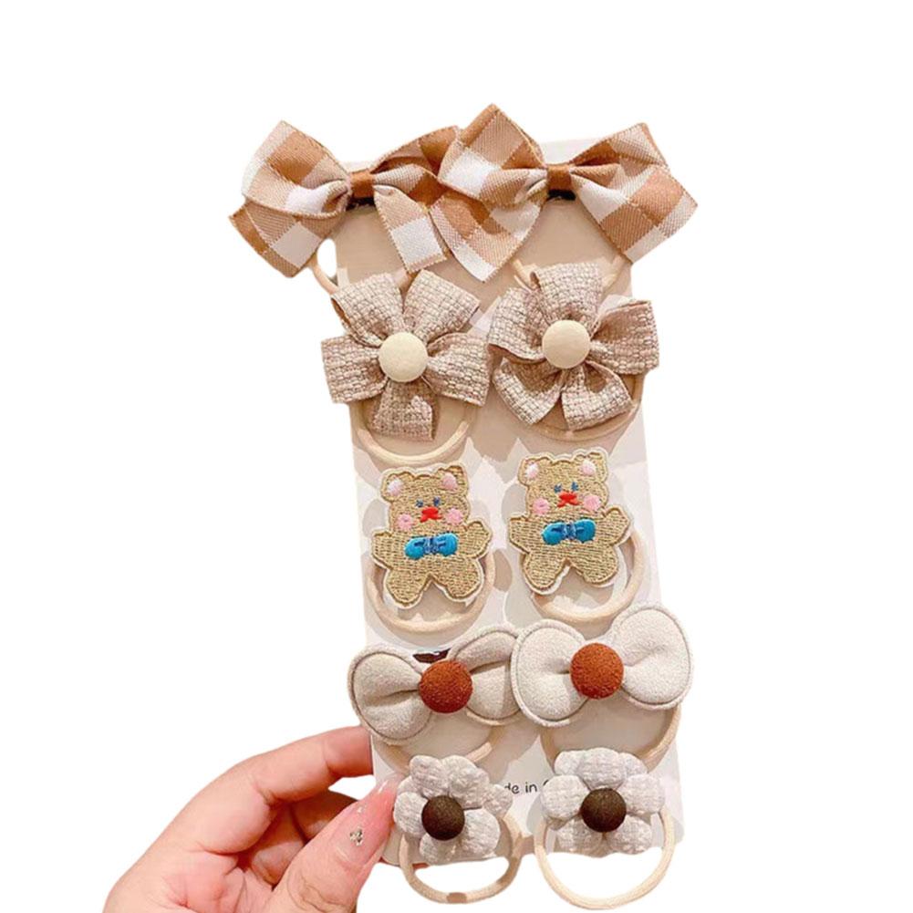 10pcs/set Flower Bowknot Elastics Hair Ties For Girl Bands Hair Children DIY Accessories Bands J9J2