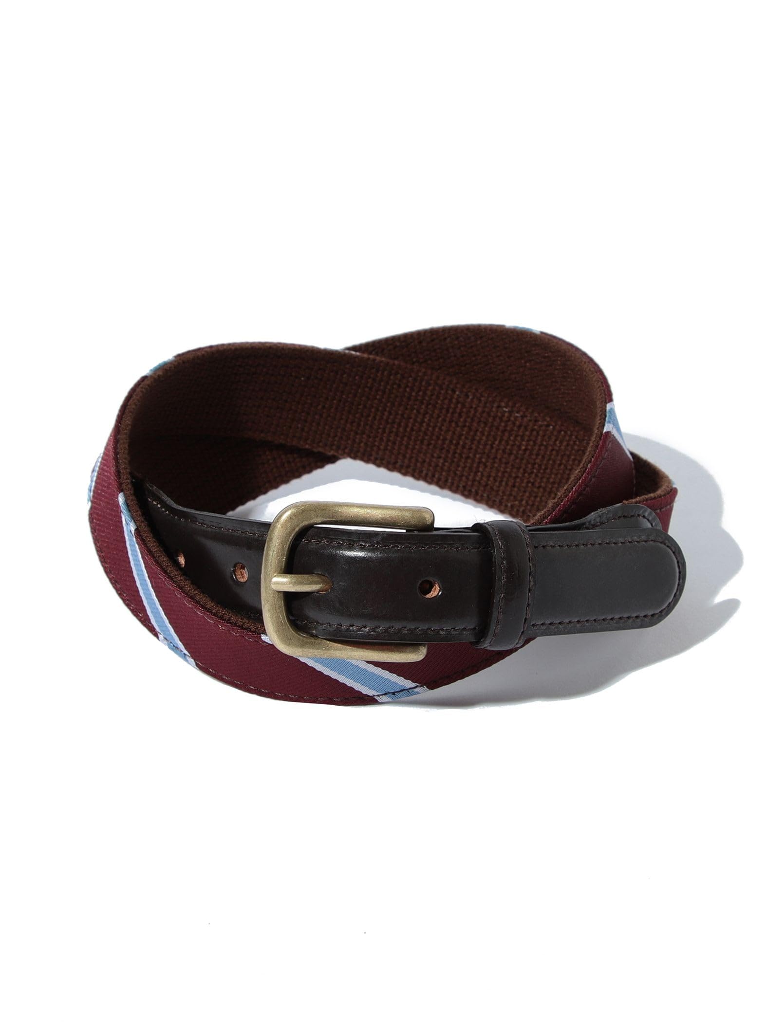 [BEAMS PLUS] Канвасовый ремень с кожаной петлей Ленточный ремень Мужской БОРДОВЫЙ 34 38510004168
