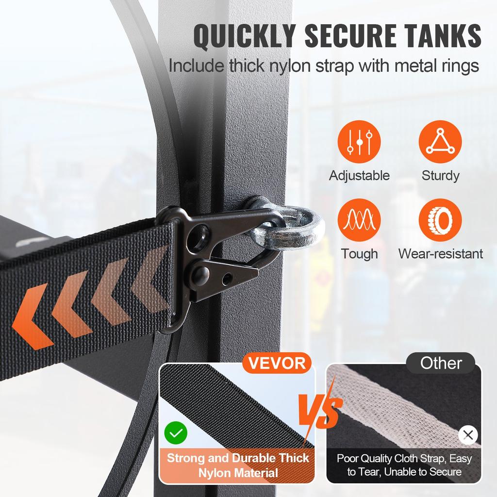 VEVOR Refrigerant Tank Rack, with 3 X 30lbs and Other 3 Small Bottle Tanks, Cylinder Tank Rack 12.79x12.99x47.12 In