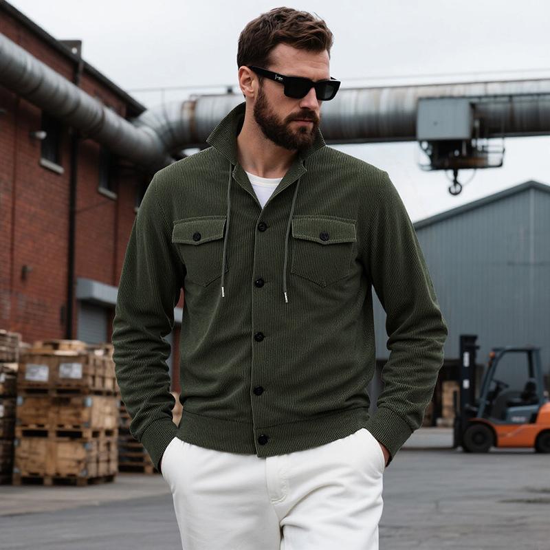 

New Corduroy Jacket Lapel Retro Multi-pocket Work Pocket Single Breasted Buckle Casual XXXL