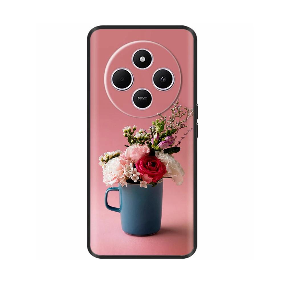 Shockproof Funda For Xiaomi Redmi A4 5G Case 6.88" Soft TPU Silicone Phone Cover For RedmiA4 2024 A 4 Capas Printed Heart Flower