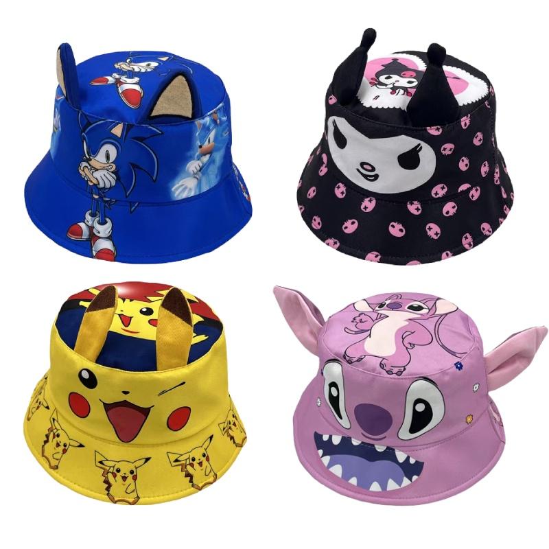 Sombrero de Pescador Pikachu para Niños con Estampado de Dibujos Animados Para Protección Solar y Estilo Azul