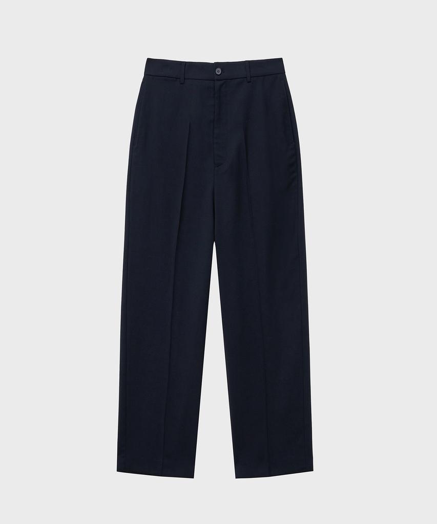 NOIRER Lux Wool Wide Slacks (Navy)