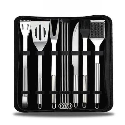 BBQ Tool Set, Portable Oxford Bag, Grilling Utensils, Stainless Steel Grill, Spatula Brush, Outdoor Barbecue Accessories