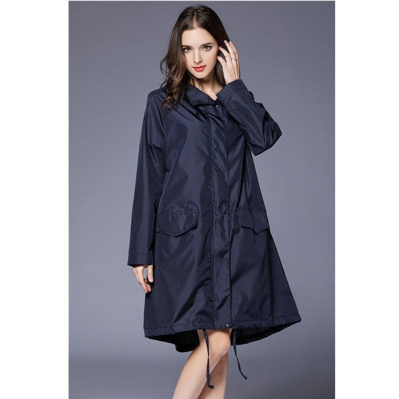 Damen Fastion grün karierter langer Regenmantel, wasserdichte Regenjacke, Mantel, Wander-Windjacke