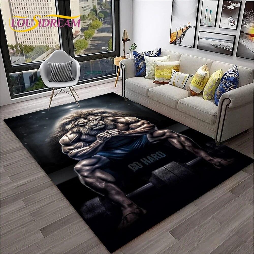 Cartoon Lion Animals Dream 3D Carpet Rug for Home Living Room Bedroom Sofa Doormat Decor,Kid Play Area Rug Non-slip Floor Mat