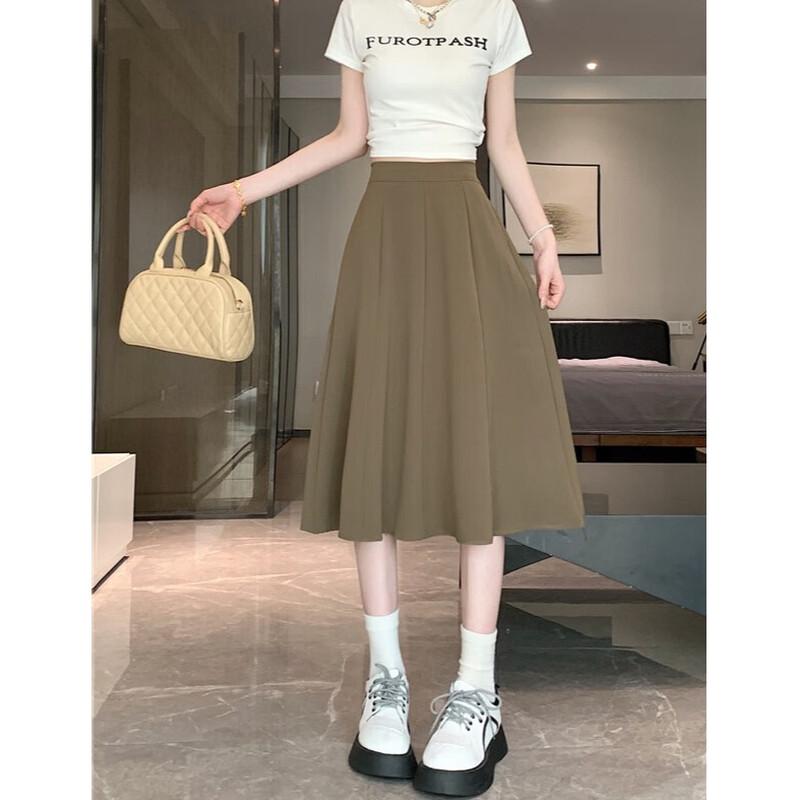 Women's Casual High-Waist A-Line Midi Skirt