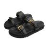 Fashion Cool Slippers Woman Fashion Outside Summer New Thick Soled Beach Shoes with Metal Belt Buckle Women's Flat Slippers Platform