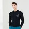 Beijigelleu Adult Semi-Overfit Zip-Up Unisex Essential Long Sleeve Rash Guard Black & White Bem-X919