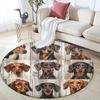 Dachshund Collage Round Area Rug,Carpet Rug for Living Room Bedroom Sofa Playroom Decor,Non-slip Floor Mat