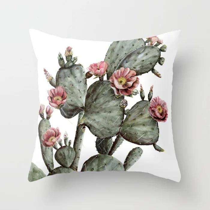 Nordic Style Tropical Plant Cactus Pattern Cushion Cover Sofa Car Office Pillowcase Home Decor