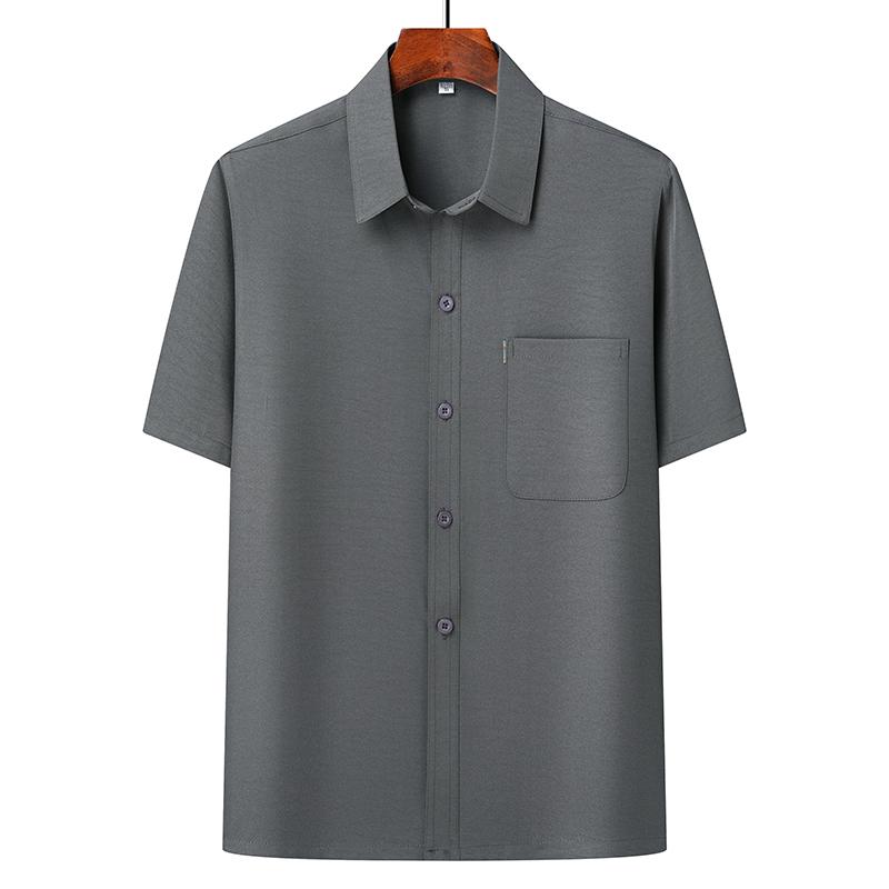 (Top + Pants) Summer Leisure All Match Middle-aged and Old Dad Men Grandpa Loose Lapel Half-sleeve Shirt Set