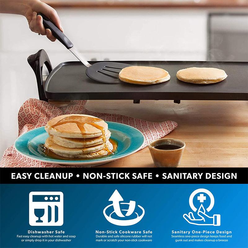 Flexible Silicone Spatula Turner Wide Non Stick Pancake Turner With Stainless Steel Handle Kitchen Cooking Turner Bpa Free