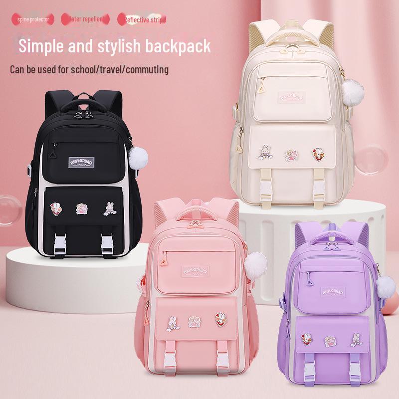 Leichter, wasserdichter Rucksack für Mädchen: Wirbelsäulenschutz, große Kapazität, für Grund- und Mittelschüler, Klassen 3–6.