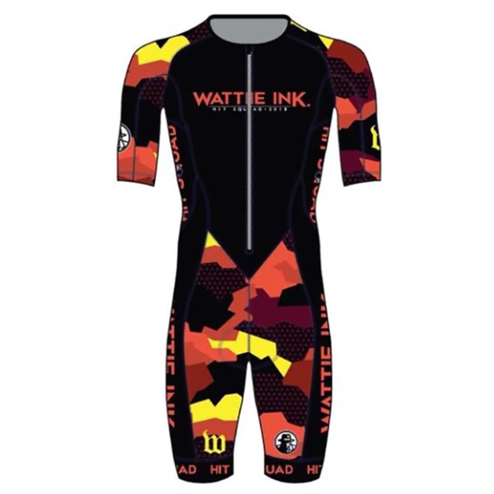 

Wattie Ink Triathlon Sweatshirt Short Sleeve Cycling Suit Men Cycling Jumpsuit Mountain Suit Road Speed Suit One-piece Swimsuit 5XL слонова кістка