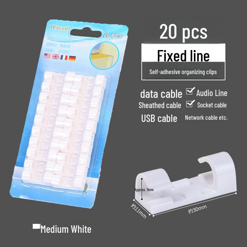 20-Piece Self-Adhesive Cable Holders for Wire Management and Organization