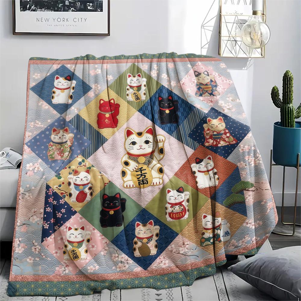 1Pc Cultural Puzzle Print Flannel Blanket High Quality Warm Comfortable Cover for All Seasons Perfect for Gifts Home Decor