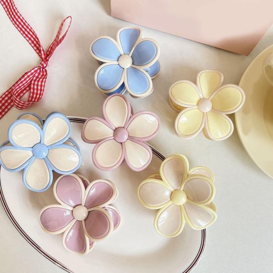 Hair Clip Flower-Shaped Candy Color Hairpin Back Head Hair Claw No Hair Damage Hair Decoration Daily Wear