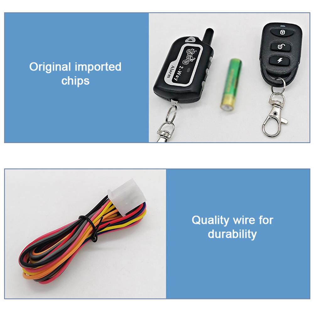 Motorrad Diebstahlwarnanlage 2-Wege Drahtlose Fernbedienung Motorstarter Stopp Verriegelung Entriegelungssteuerung 12V mit Einstellbar