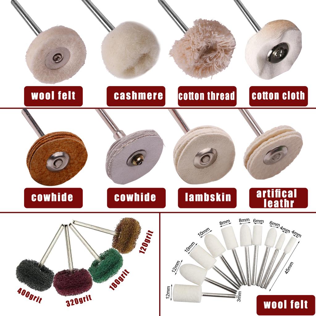 Polishing Buffing Wheel For Dremel Rotary Tool Accessories Cotton Wool Felt Jewelry Buffing Drill Kit