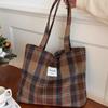 Vintage Literary British Plaid Woolen Women's Shoulder Bags Versatile Ladies Handbag Casual Large Capacity Female Tote Bag