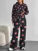 Flowers European, American Autumn and Winter Casual Long-sleeved Suit Women's Hooded Sweater Trousers Two-piece Set