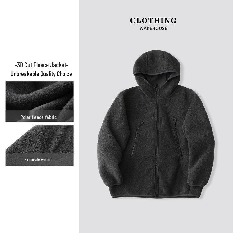 

Men s Trendy Solid Color Double-Sided Fleece Hooded Jacket - Warm Winter Casual Outerwear 2XL