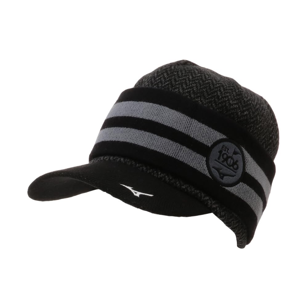 

Вязаная шапка с козырьком Mizuno Breath Thermo для гольфа с шеей и универсальным размером E2MWA505, согревающая, влагоотводящая, генерирующая тепло, мужская, черная, (Глава чёрный