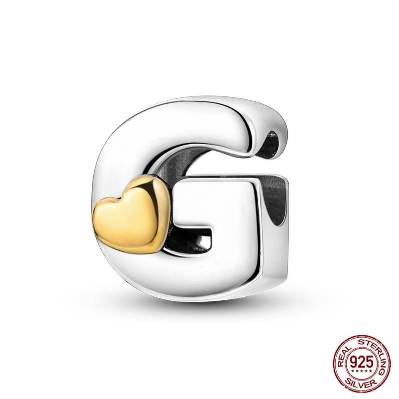 New Copper Classic Golden Heart 26 Alphabet Letters Charms Beads Fit Qikaola Bracelets Lucky Birthday Diy Jewelry
