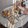 Nordic Stainless Steel Rectangular Coffee Shop Pallet Storage Disk Net Snack Cake Dish Dining Dessert Plate Kitchen Dish Tray