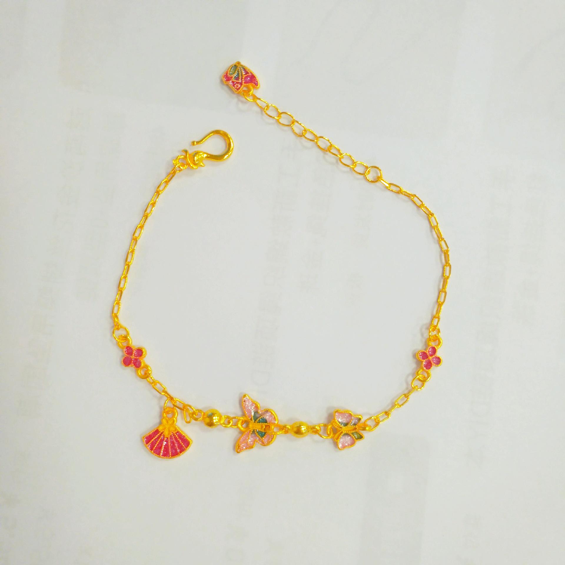 Dreamy Golden Butterfly Cloisonné Enamel Bracelet - Luxurious Handcrafted Jewelry Gift for Your Bestie