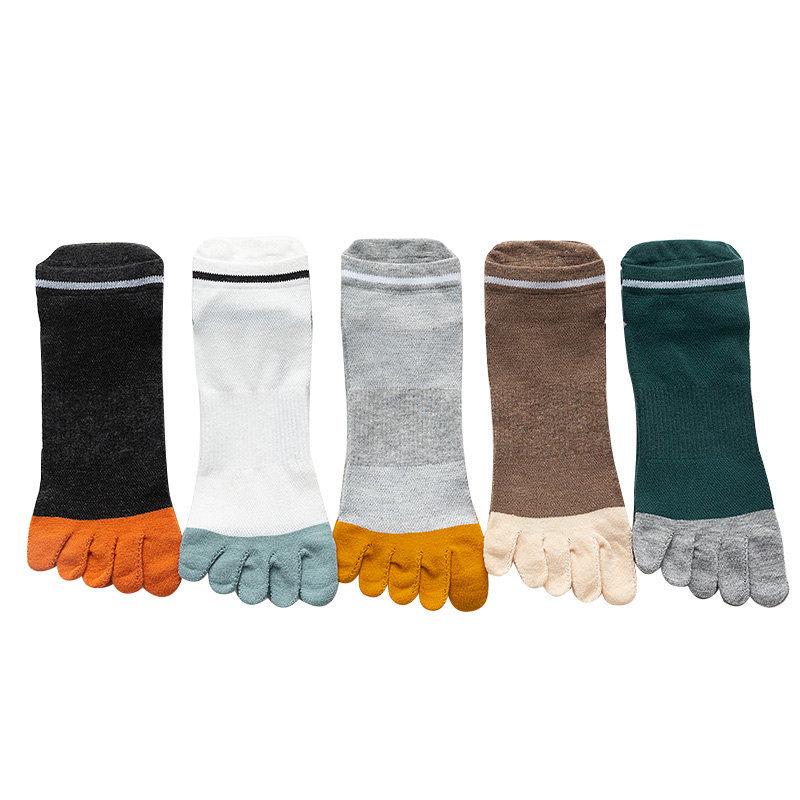 Men’s Cotton Five-Toe Mid-Calf Deodorant Socks for Spring and Summer