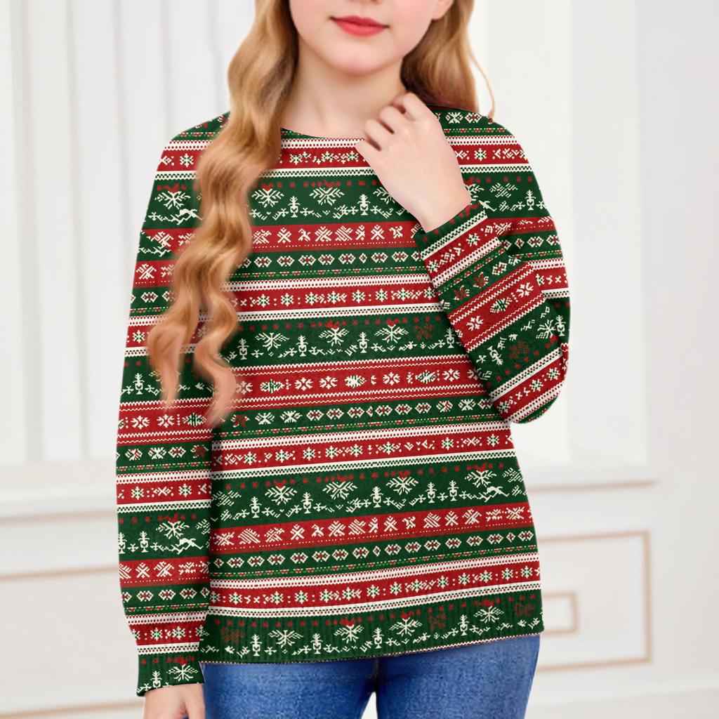 Christmas Day Sweatshirts For Children Boys And Girls Knit Sweater Cute Shirt Fall Crewneck Pullover Tops