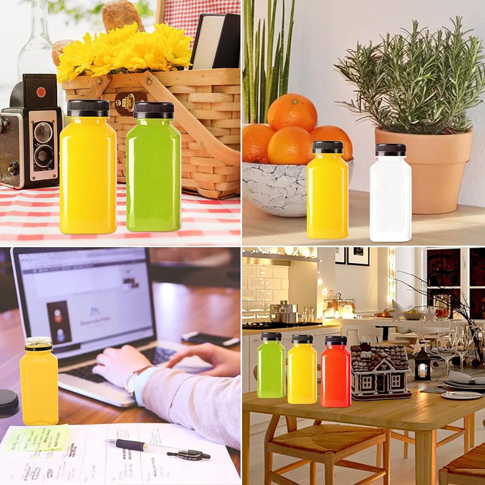 8oz Empty Plastic Bottles with Leak-Proof Caps Food Grade Recyclable Bulk Beverage Containers Clear PET Bottles for Homemade