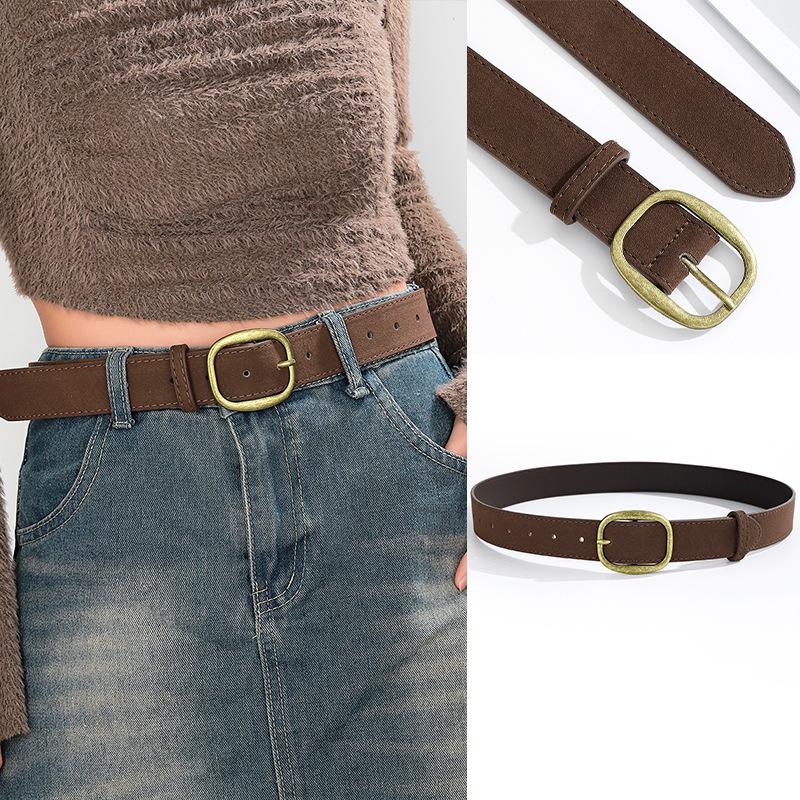 Trendy American Retro Buckle Wide Women’s Belt Unique Versatile Elegant and Sophisticated; Decorative Belt to Pair with Jeans