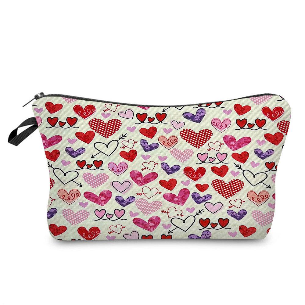 Women Hearts Print Cosmetic Bag Toiletries Organize Travel Storage Case KTB