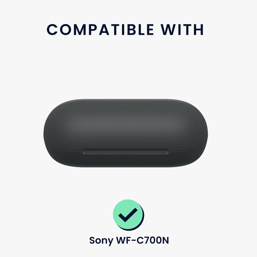 kwmobile Earphone Case Compatible with Sony Case Protective Case Dustproof Shockproof Silicone Embossed Pattern Design WF-C700N -