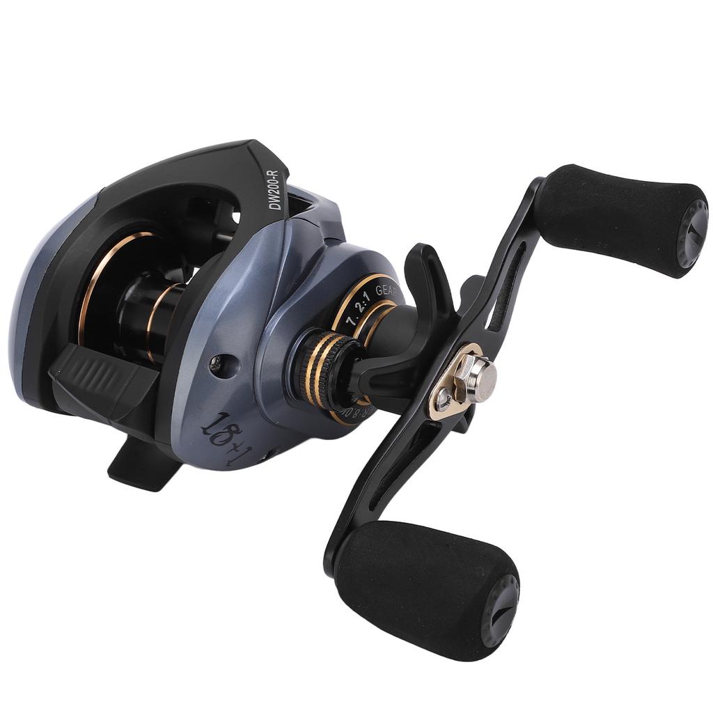 DW200 Baitcastingrollen Metall 18+1BB 7.2:1 High-Speed-Getriebeverhältnis Doppelbremsen Baitcast-Angeln