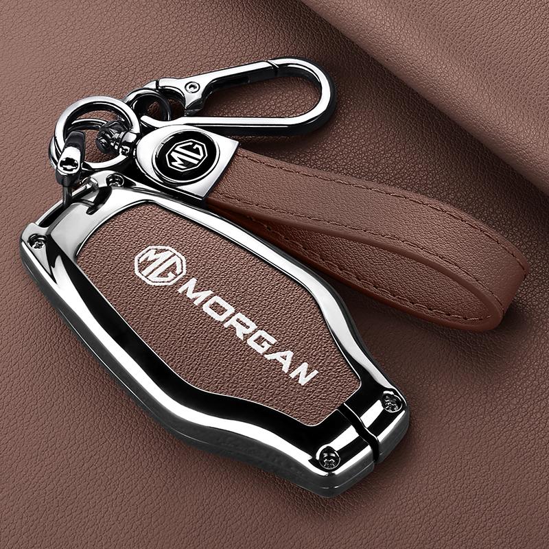 Zinc Alloy Leather Car Remote Key Fob Case Cover Protector Shell For Morris Garages MG 7 MG7 MG-7 2023 Auto Keychain Accessories