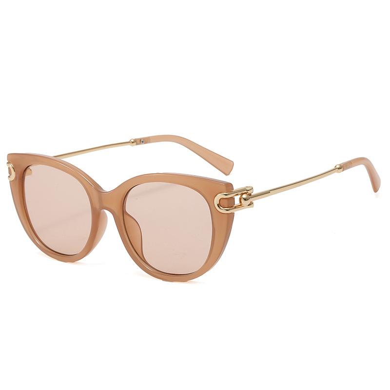 

Vintage Patchwork Oversize Round Cat Eye Sunglasses for Women New Fashion Alloy Gradient Sun Glasses Ladies Driving Uv400 Shades as picture