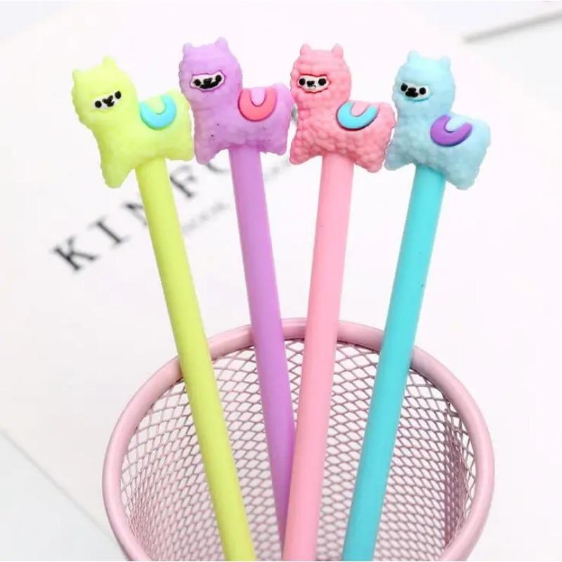 4 Pcs/lot Kawaii Alpaca Cartoon Gel Ink Pens School Office Writing Supplies Gift Stationery Cute Pen Kids Prizes Cute Pens