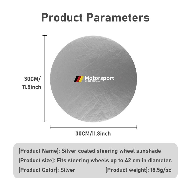 Car Steering Wheel Sun Shade Cover Silver Coated Cloth Heat Protection For BMW Performance 1 3 5 7 Series M E93 F20 iX1 iX2 iX3